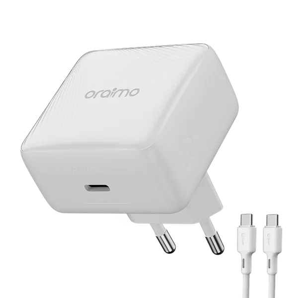 oraimo PowerCube 20 Chic Kit de chargeur mural GaN 20 W avec câble Type-C vers Type-C