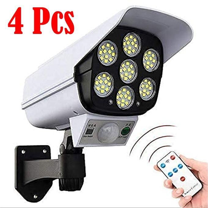 Pack 4 lampes solaires, capteur de mouvement extérieur, avec télécommande