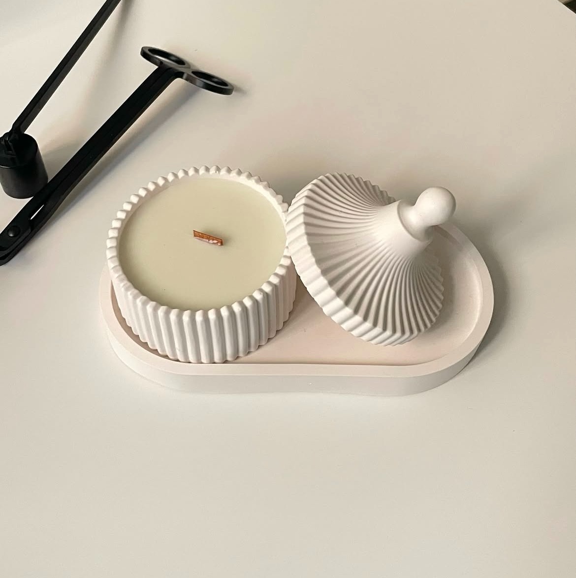 Pack DUO décoratif composé d’un plateau et boite bougie avec couvercle