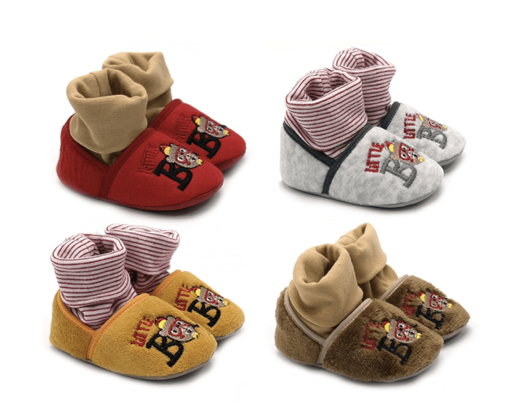 Pantoufles bébé avec chaussettes intégrées motifs Garcons