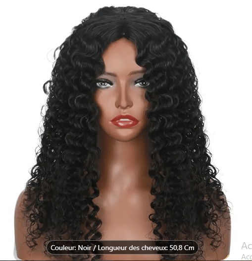 Perruque pour femmes, cheveux longs et ondulés - Noir, Rouge, Marron - 50cm