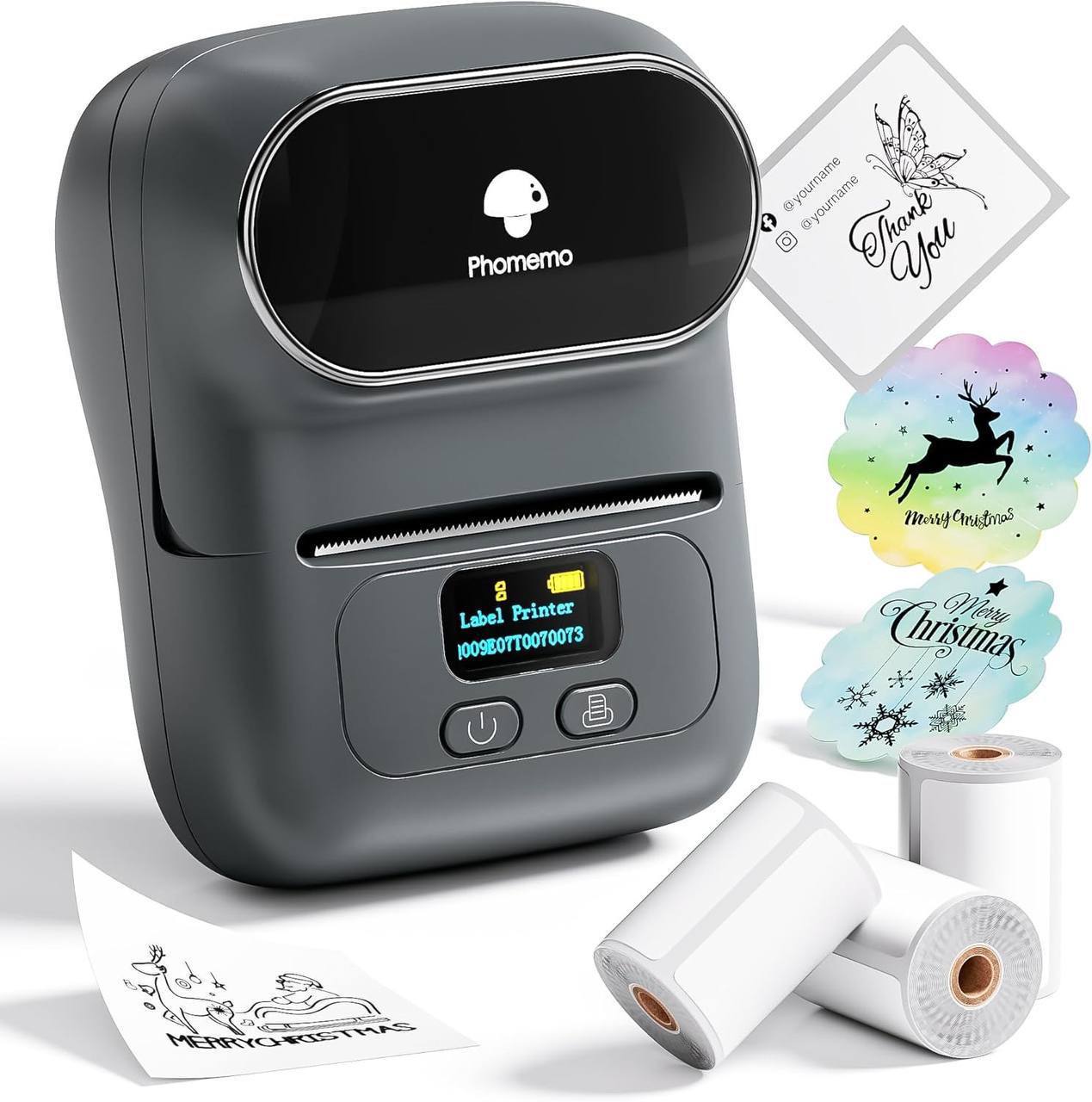 Phomemo M110 Imprimante d'étiquettes Bluetooth thermique Etiqueteuse Compatible avec Android, iOS + Rouleau