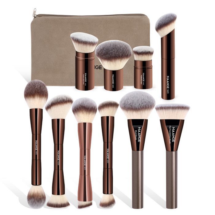 Pinceaux de maquillage - MAANGE - MAG52440K - 10 pièces - Poils en nylon - Couleur café
