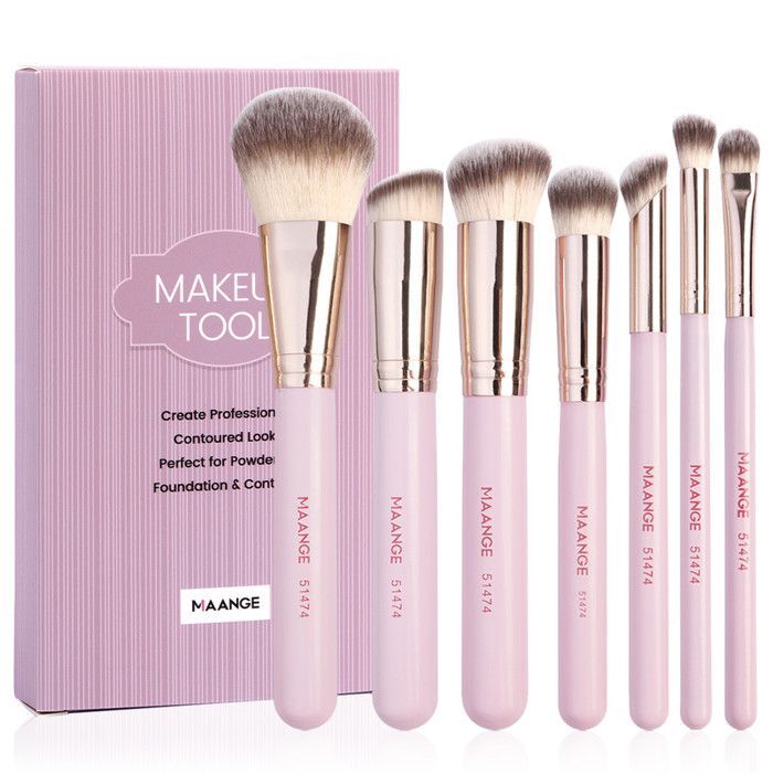 Pinceaux de maquillage - MAANGE - Set de 7 pièces - Nylon - Doux - Portable
