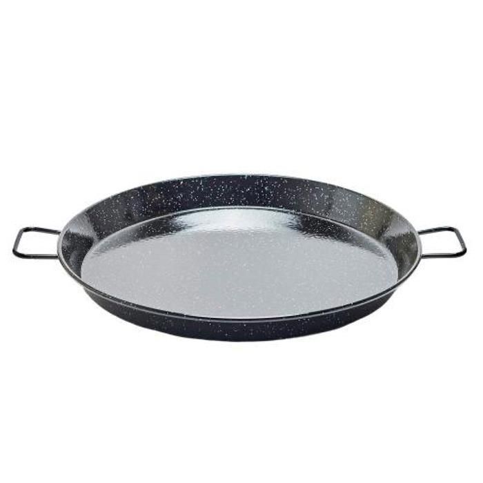 Poêle à paëlla - PAILLA - 38 cm - Acier émaillé - Compatible induction - Poignées céramique noir