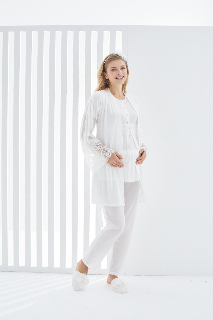 Pyjama dentelle 3 Pièces grossesse et allaitement Ultra Doux