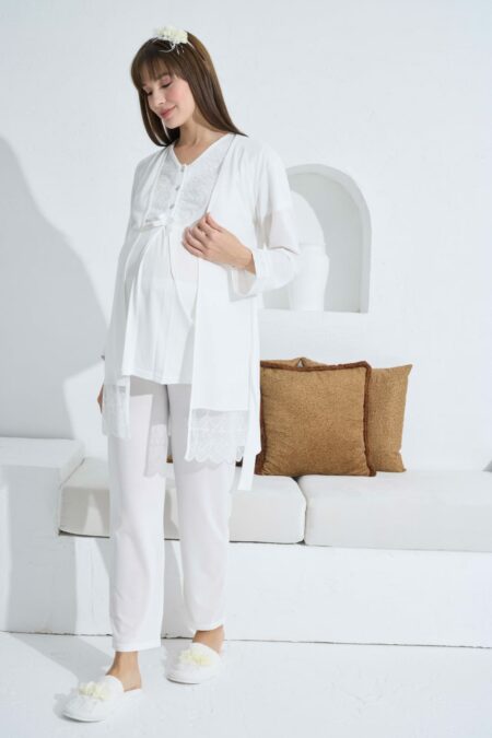 Pyjama grossesse et allaitement 3pcs blanc xxl