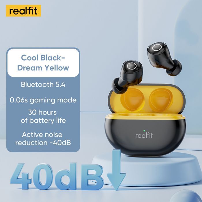 Realfit F4 Mini ANC Bluetooth écouteurs 40dB suppression Active du bruit Couleur Noir