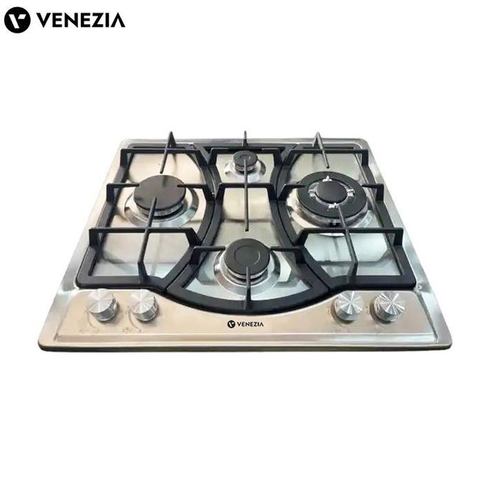 RECHAUD a Gaz Encastrable et posable - Inox Premium 4 Feux 60 Cm Grilles En Fonte Renforcée - Allumage Électrique