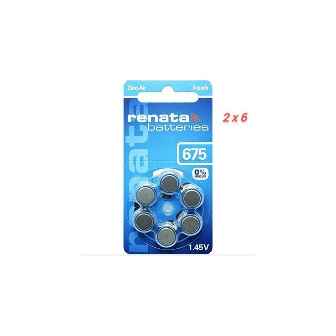 Renata PILES POUR APPAREILS AUDITIFS Size 675 - pack 2 x 6 piles