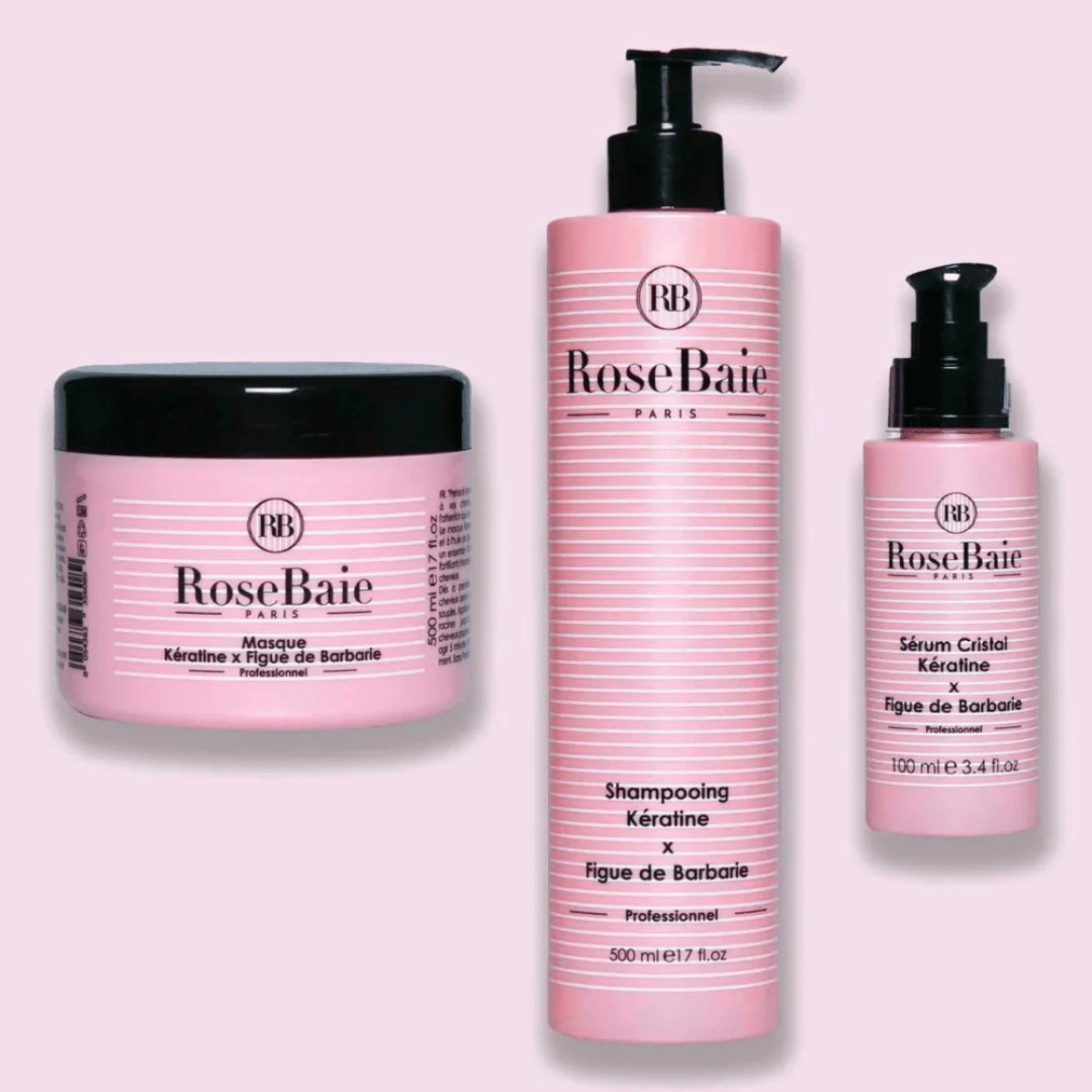 RoseBaie Gamme Kératine x Figue de Barbarie Shampooing Masque &amp; Sérum
