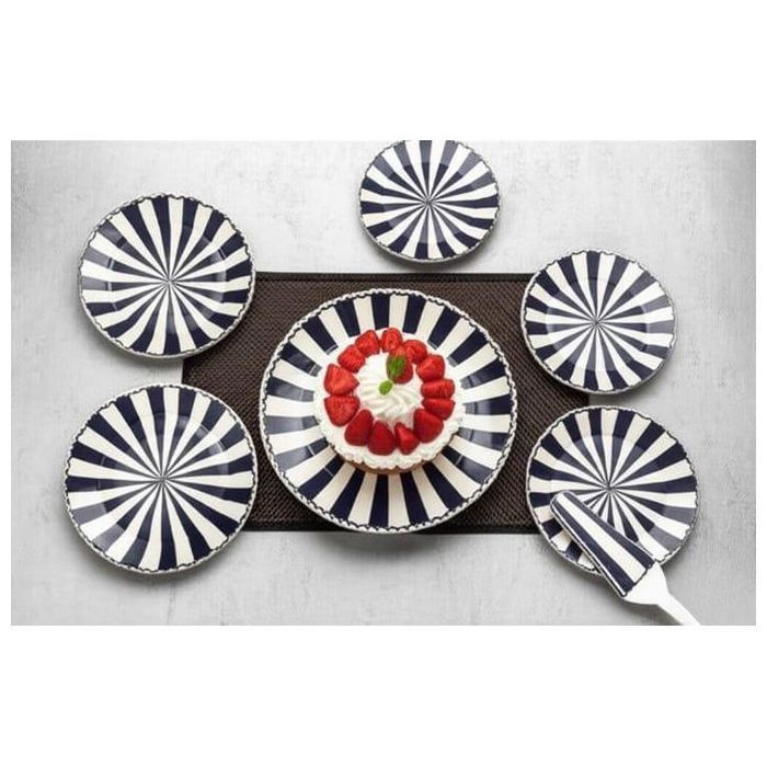 SET A GATEAU EN PORCELAINE 7 PIECES COUELUR BLEU