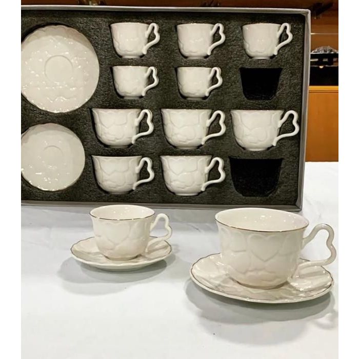 Set de café  - 24 pièces - 6 petites tasses - 6 grandes tasses - Design chic