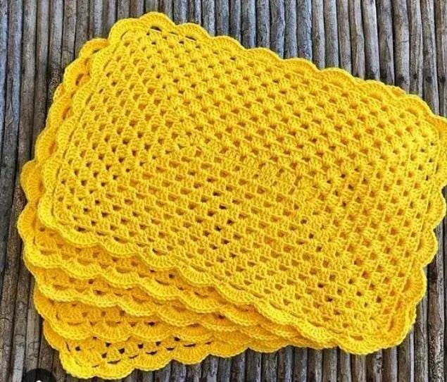 Sousplat de Crochet Jaune