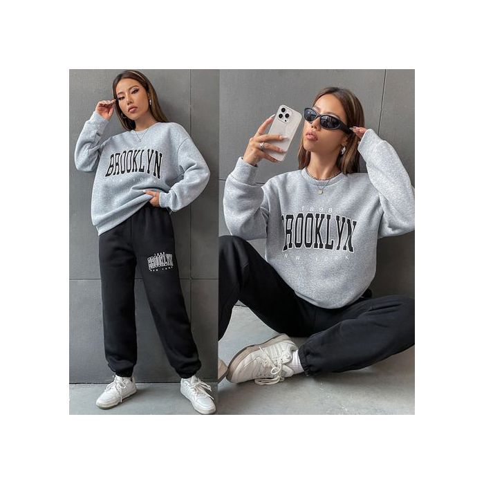 Survêtement 2 Pièces Ensemble Jogging Survêtement Hoodies Femmes Ref 55 - Gris