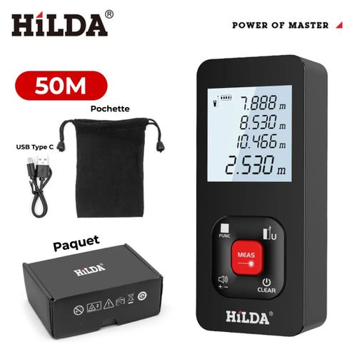 Télémètre laser numérique 50m, distance mètre laser , rechargeable USB