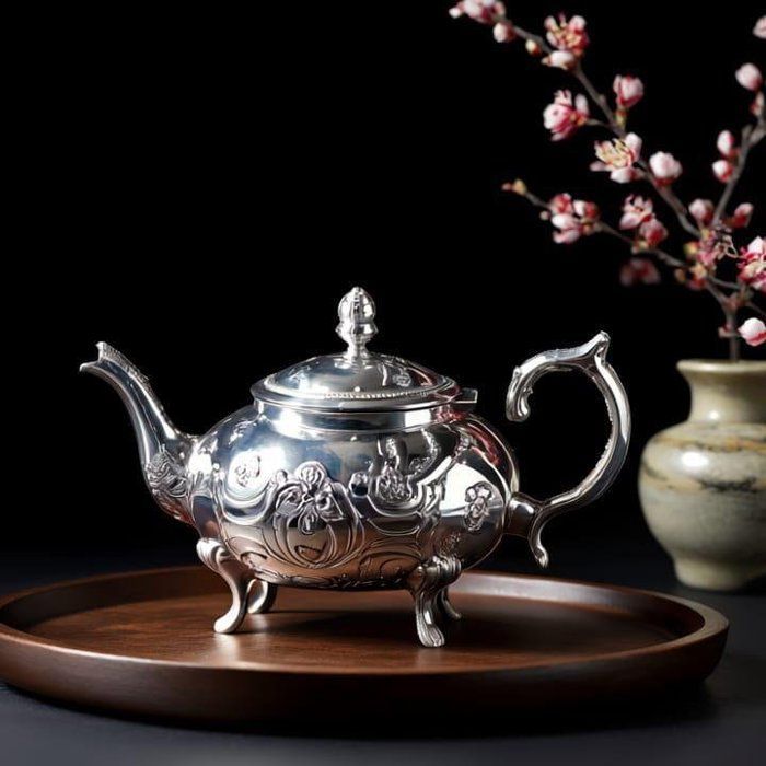 Théière marocaine en argenté – artisanat traditionnel de Fès 1.5L