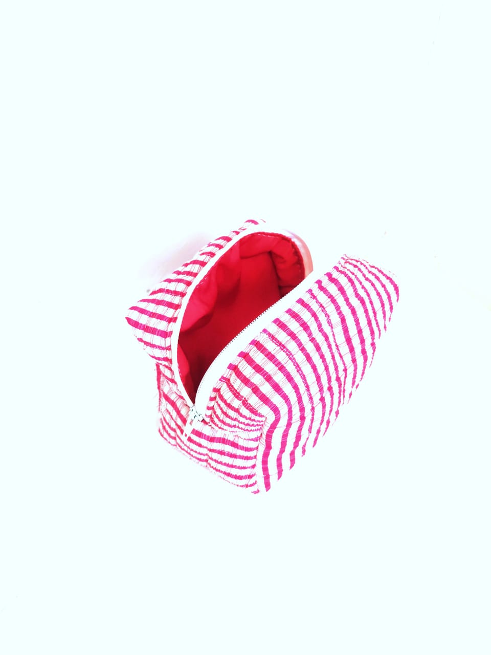 Trousse à Cosmétiques - Rouge Rayé Blanc - Taille L