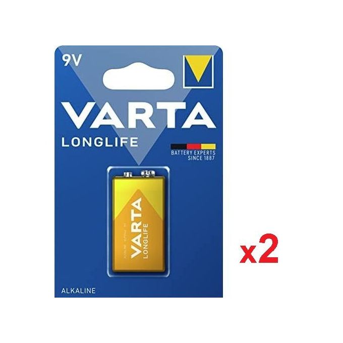 VARTA 2 Piles 9v Longlife Alkaline // 2 Piles Alcaline 9 volt 6LR61