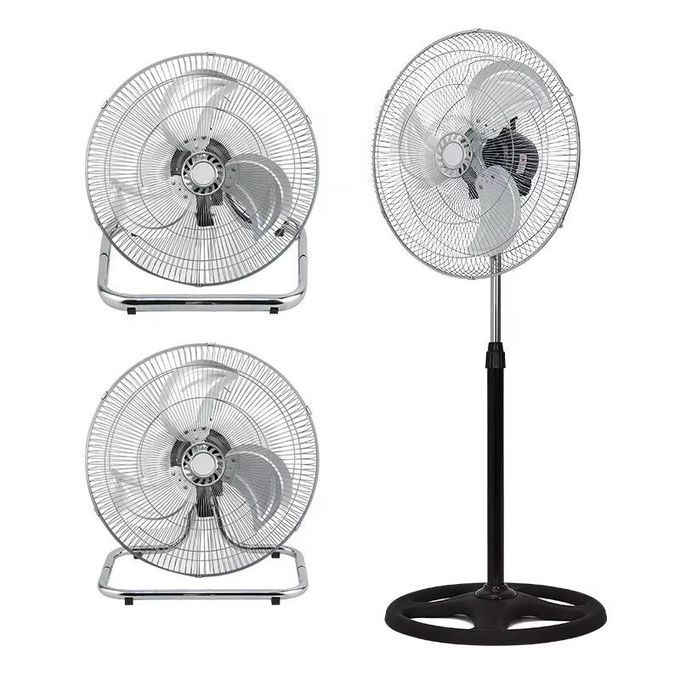 Ventilateur posable sur pied 3 en 1 - 3 supports - 50W - INOX
